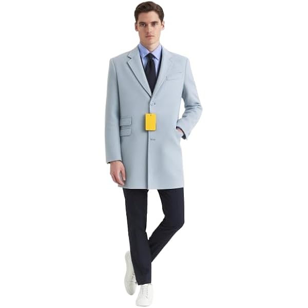 PAZRSASX Black wool blend men's coat, double breasted, long