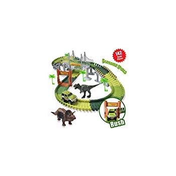 HOMOFY Dinosaur Toys 142pcs Slot Car Race Flexible Tracks 2 Dinosaurs,Create A Road Toys for 3 4 5 6 Year Old Boys Girls Toddlers Birthday Gifts