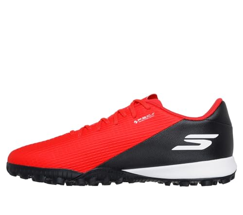 Skechers SKX_2 Academy TF - Tenis de fútbol para Hombre, Ligeros, Control preciso, Color Rojo sintético/Ribete Negro, Talla 4.5 UK