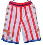 Harlem Globetrotters Shorts - Size: Youth Medium - White w/ red stripes