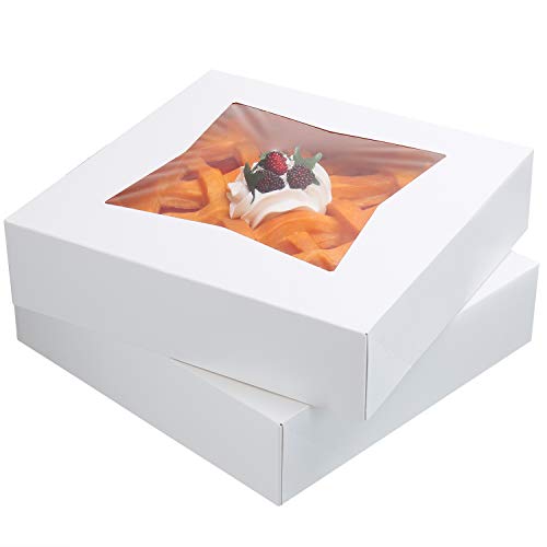 12 Pack 10 Inch Pie Cake Boxes, Auto Pop Up Pie Window Box/Cookie