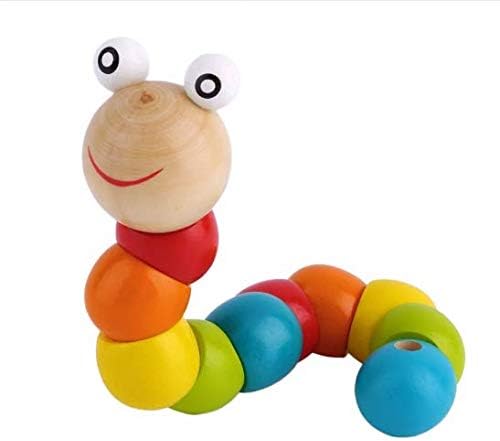 1PCS Wooden Twisty Wiggly Worm Multicolour Sensory Kids Children Boys Girls Colorful Wooden Worm Sensory Wood Bead Toys