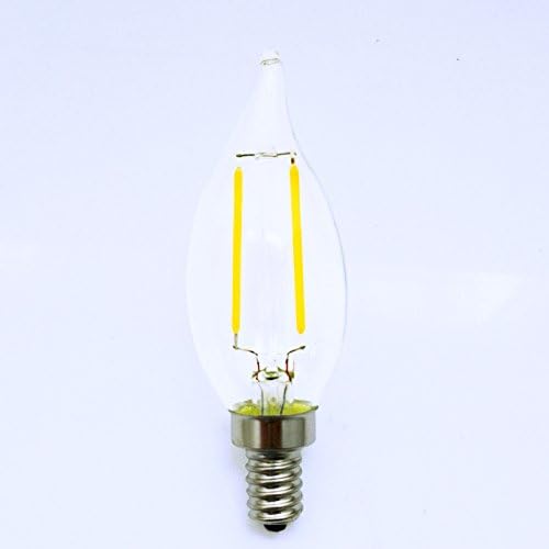 Camiglo Vintage Candleabra Flame Tip LED Filament Bulb C32 C11 - 2w watt Chandelier LED Light Bulb, E12, E14 Base screw, Clear warm White 2700K, 110VAC Replacement LED Bulb Dimmable UL Listed