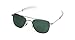 AO Eyewear American Optical - Original Pilot Aviator Sunglasses with Bayonet Temple and Silver Frame, Calobar Green Glass Lens