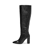 Steve-Madden-Womens-Fenix-Leather-Pointed-Toe-Knee-High-Black-Croco-Size-75