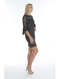 Marina de la mujer Bell manga encaje vestido de cóctel