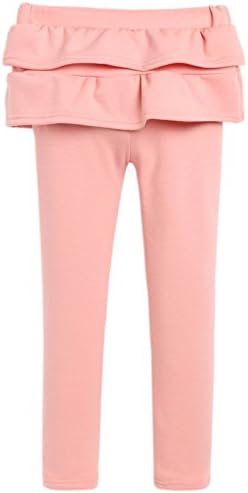 Dudebabe Little Girls Warm Leggings Ruffle Tutu Trousers Pantskirts Culottes Skirs Pink-Thick 2Y