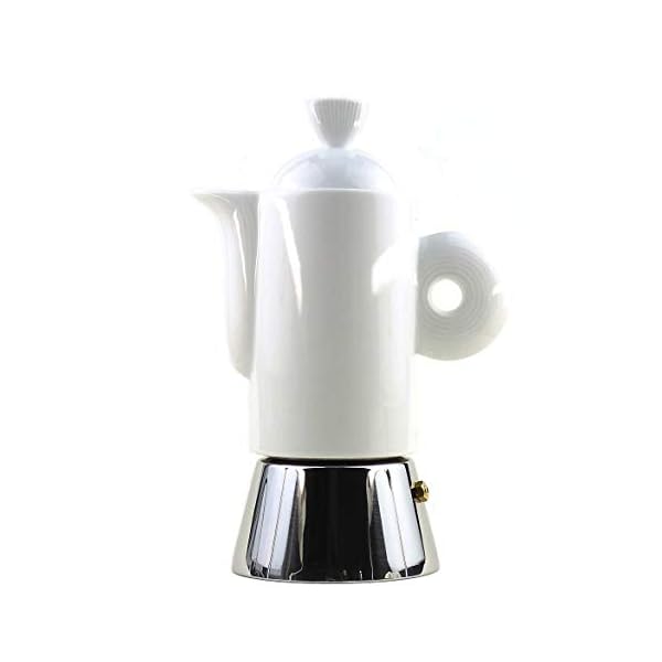 Moka Consorten Italienischer Espressokocher »Darling« aus Edelstahl, weißem Porzellan & Alu-Trichter (105 ml) / Made in…