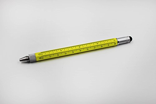 6 in 1 Multitool Pen with Gift Box - Includes 1 Ballpoint Pen, Universal Stylus Pen, Ruler,Flat and Phillips Screwdriver Bit, Level Gauge - The Perfect Multi-Function Gadg (Model B, 1PCS LIGHT YELLOW) - Thumbnail 4