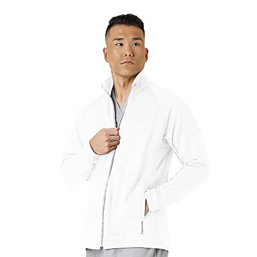 WonderWink WINK Layers Men's Fleece Full Zip Jacket, White, S