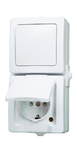 Kopp Nautic Steckdose und Schalter Kombination für Feuchtraum, IP44, 250V (16A), Aufputz Schutzkontakt, arktis-weiß… – Bild 3