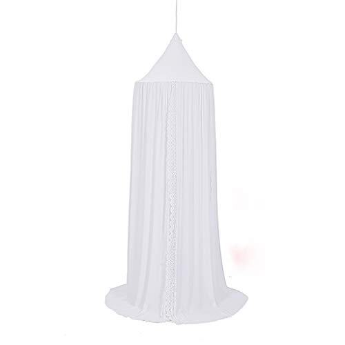 MSOO Kids Bedroom Princess Lace Bedding Round Dome Bed Canopy Deco Bed nets (White)