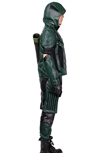 Green Arrow Costume Mask with Quiver for Adult Halloween Cosplay (Large)