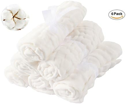 6-Pack Baby Muslin Washcloths and Towels,reusable wipes, Muslin Warm Baby Bath Towels for shower gift