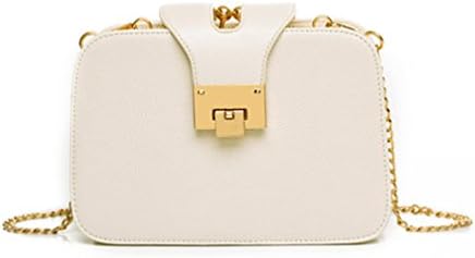 LIZHIGU Women Small Leather Crossbody Bags Vintage Shoulder Bag Purse With Chain Strap Beige White 16069