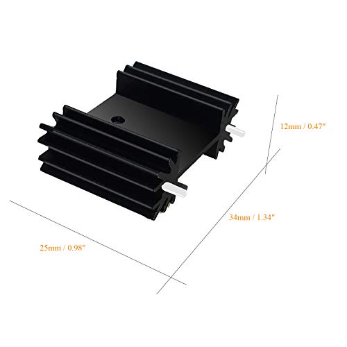 TO220 heatsink,To-220 Heat Sink Mounting Kits , for Cooling MOSFET SCR Power Regulator IC,LM78XX Voltage Regulator, MOSFET Transistor (25mmx34mmx12mm) Black