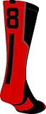 TCK Player Id Black/Scarlet Custom Number Crew Sock