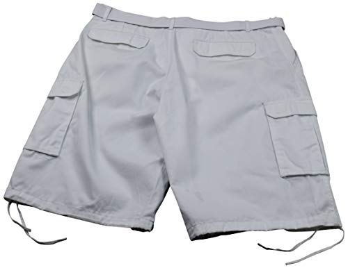 ChoiceApparel Mens Cargo Shorts with Belt (Many Pockets) (48, 404-White)