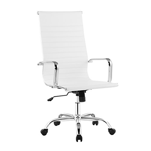 LANGRIA-Sedia-Girevole-da-Ufficio-L-Design-PU-Schienale-Alto-Sedia-Regolabile-in-Altezza-Max-Weight-Capacity-130-kg-Posteriore-Bianco