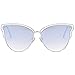 SOJOS Womens Fashion Double Wire Flash Mirrored Lens Cateye Sunglasses SJ1049 with Silver Frame/Gradient Blue Grey Lens