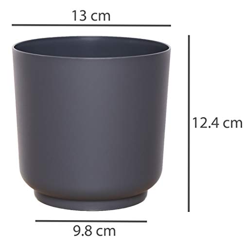 idea-station Blumentopf Set 3 x 13 cm - anthrazit - bruchsichere Blumentöpfe aus Plastik für verschiedenste Pflanzen, Blumen - Matte Übertöpfe für innen und außen – Bild 5