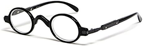 The Professor Teacher Round Oval Vintage Style Unisex Spring Hinge Reading Glasses For Men and Women Readers +1.75 Black (Carrying Case Included)