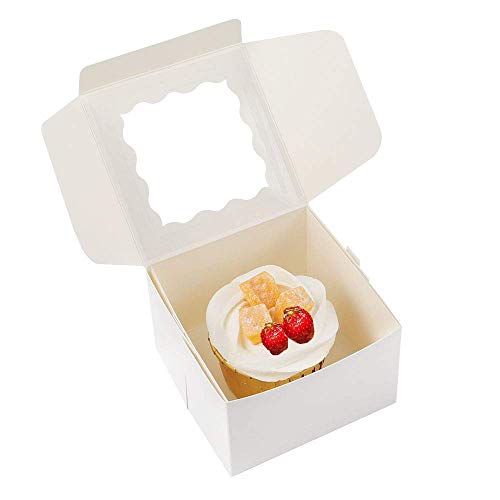 Bakery Boxes Small Cupcake Boxes 50pcs 4x4x3.5in White Single Pastry