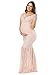 JustVH Women's Off Shoulder Short Sleeve V Neck Lace Maternity Gown Maxi Photography Dress Peach Pink