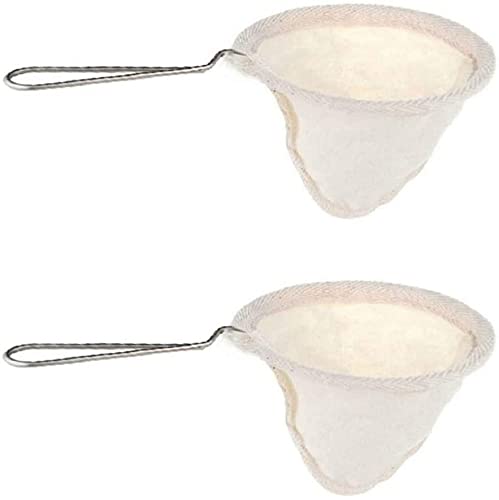 Photo 1 of 2Pcs Reusable Coffee Sock Filter Cloth Strainer Stainless Steel Handle Cloth Tea Strainer Filter for Home Office Handmade Colador De Cafe Use?4-inchi?