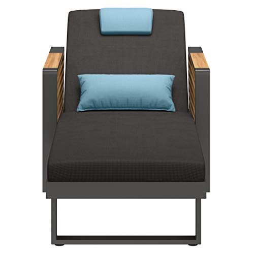 OUTLIV. New York Loungeliege, Gartenliege mit Aluminium Kufen-Gestell und Polster aus Olefin Anthrazit/Hellblau – Bild 5