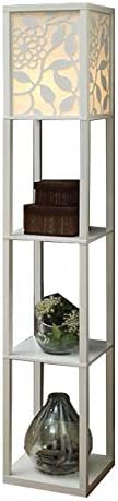 QIANGUANG® Chinese Retro Style Indoor Lighting 1.6m Wood Floor Lamp with Shelves for Bedroom&Living Room(no Bulb) (New White)