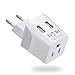 Europe Travel Adapter, Ceptics Ultra Compact Dual USB Power Plug - for European Type C - 3 Inputs - iPhone, Laptop, Galaxy, Cell Phones, Camera Chargers, iWatch & More - CTU-9C primary