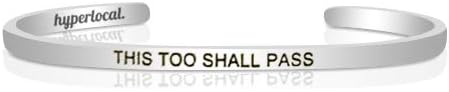 Hyperlocal This Too Shall Pass Jewelry Bracelet Cuff Engraved Personalized Hidden Message for Women Simple Bracelets Cuff Bangle Metal Motivational Inspirational Gift Keep Funking Going