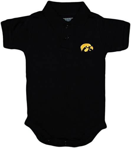 Creative Knitwear University of Iowa Hawkeyes Newborn Polo Bodysuit, 12 Months, Black