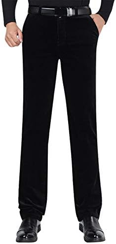 Men Causal Fit Regular Elastic Corduroy Flat-Front Mid Waist Pant Trousers 30-41W