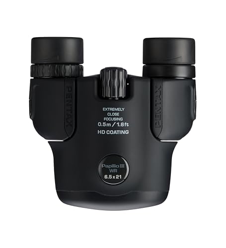 Pentax Papilio III Binoculars, 6.5 x 21 Weatherproof, Black, Close Focus 50 cm, Splashproof, Museum, Outdoor, Nature, Live Sports, HD Coating