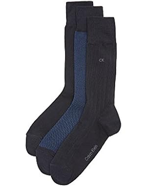 Calvin Klein Underwear Men's 3 Pack Birdseye Multi Pack Crew Socks