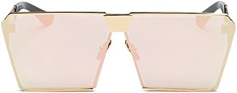VATENANI Fashion Oversized Mirrored Flat Lens Square Metal Frame Polarized Unisex Sunglasses