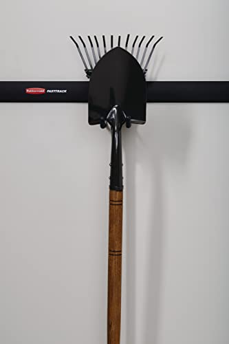 Rubbermaid FastTrack Rail Garage Organization Multi-Purpose Hook 50 lbs Capacity Satin Nickel Wall Mounted Storage System Direct Mount into FastTrack Garage Rail for Home/Garage Organization