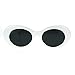 Womens Thick Plastic Mod Oval Shaggy Retro Fashion Sunglasses White Black