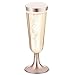 50 Plastic Rose Gold Rimmed Champagne Flutes | 5.5 oz. Clear Hard Disposable Party & Wedding Cups | Premium Heavy Duty Fancy Champagne Flute or Toasting Glasses (50-Pack) Gold Rim by Bloomingoods