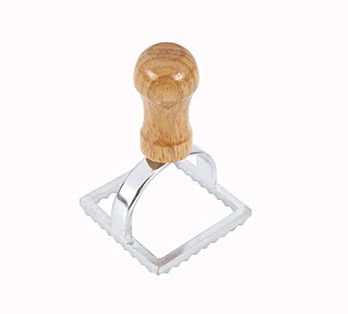 C&L Ravioli Maker Stamp Pasta Wood Handle Wooden 2.7 Inch Square Shape Homemade