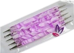 Uniqstore Set of 5 Pink Design Double Ended Nail Art Dotting/ Marbleizing Tool- Best Quality at Best Price!!!!