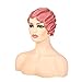 Baruisi Pink Short Nuna Wigs Pixie Wigs for Women Synthetic Finger Wave Curly Hair Wig