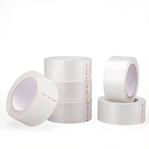 Metronic Clear Packing Tape 2.0 Mil Thick - Clear Packaging Sealing Tape, Carton Sealing Tape (6 Rolls Clear, 110 YDS)