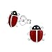 925 Sterling Silver Hypoallergenic Set of 3 Pairs Blue Crystal Flower, Red Lady Bug, Black Cat Stud Earrings for Girls and Womens (Nickel Free) 20509
