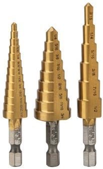 Zhushan Titanium Step Drill Bit Set, High Speed Steel | 3-Piece Set