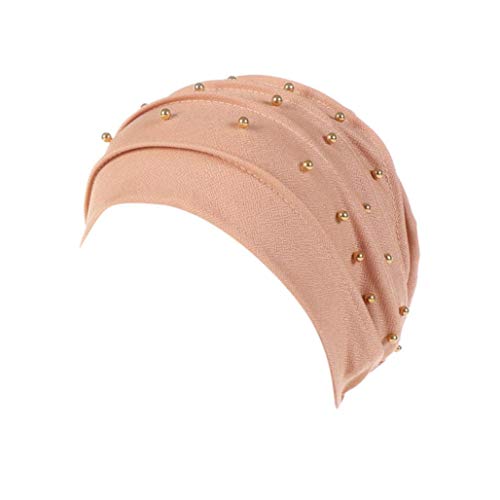 Nacome Women Cancer Chemo Ruffle Hat Beanie Scarf Turban Head Wrap Bead Cap (Khaki) - Thumbnail 3