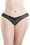 Oh La La Cheri Women's Crotchless Thong With Pearls 3X/4X Black