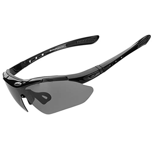 RockBros Polarized Sports Sunglasses UV Protection Cycling Glasses for Men Women Outdoor Running Driving Fishing Golfing Black